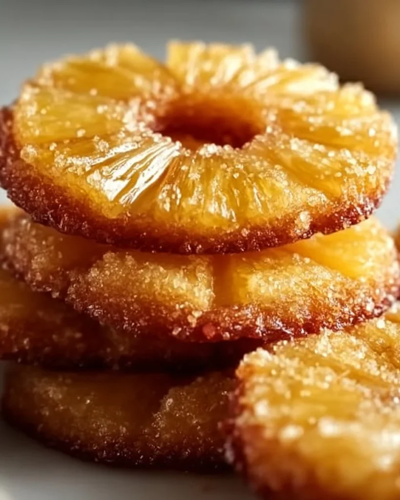 Delicious pineapple upside down sugar cookies on a plate